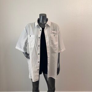 Men’s Jawbone Tackle Short Sleeve Button Up Fishing Shirt White - XL